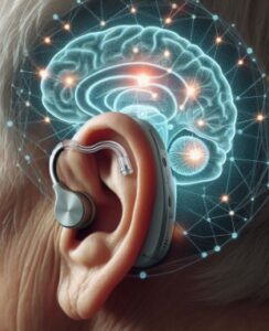 Person with hearing aids.